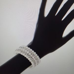 Crystal and Faux Pearl Multi-Row Bracelet